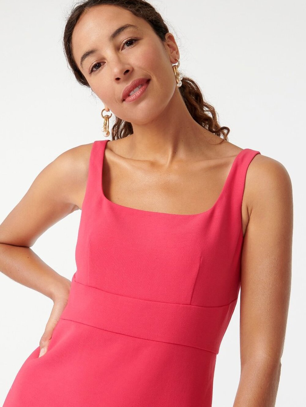 NWT J. Crew Size 8 Hot Pink Fuchsia Sheath Sleeveless Dress in Stretch Crepe NEW - Picture 3 of 8